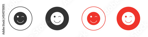 Smile wink icon Logos. Flat Vector Icon Design Template