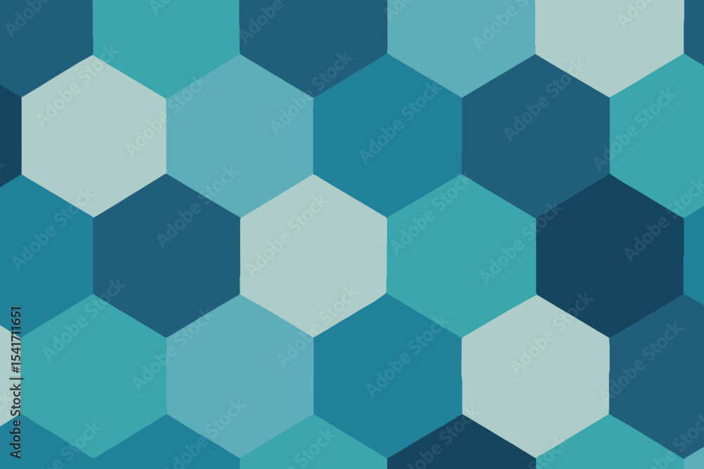 Abstract hexagon pattern in shades of teal and blue Abstract hexagon pattern in shades of teal and blue