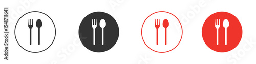 Spoon and Fork icon Logos. Flat Vector Icon Design Template