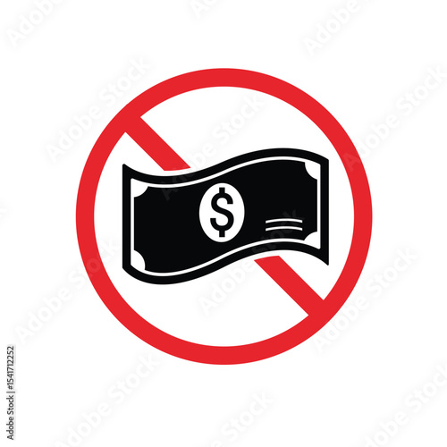 ISO Prohibition Sign, no fiat money Suitable for posters and web icons