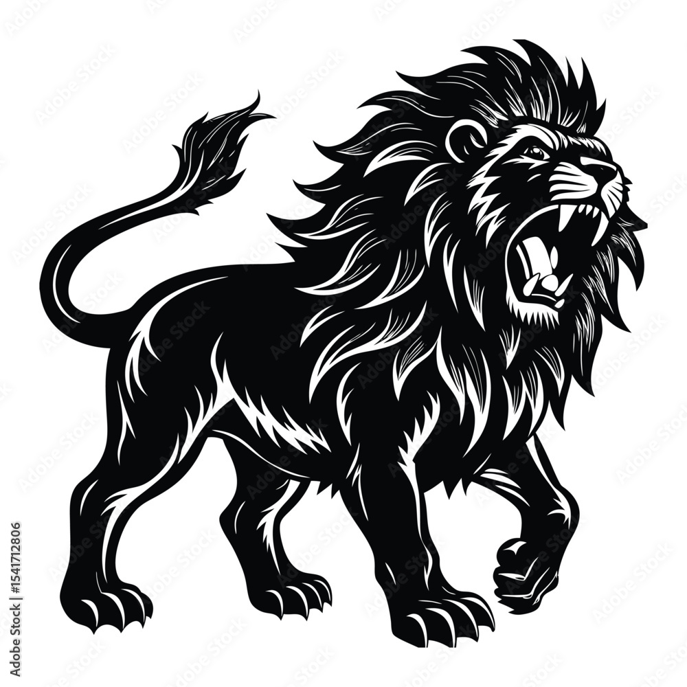 Lion head vector illustration in black and white with tribal style suitable for vinyl or tattoo design Lion head vector illustration in black and white with tribal style suitable for vinyl or tattoo design