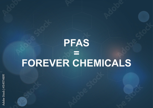 PFAS Forever Chemicals Molecular Structure Background. PFAS equals forever chemicals. persistent chemical compounds. Forevers chemicals concept. Dangerous chemicals substances. Vector illustration