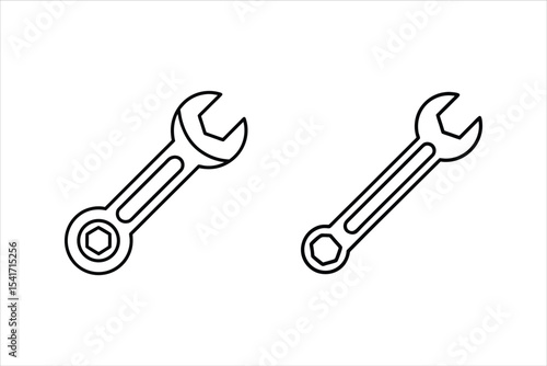 Two Black Line Wrenches on White Background spanner