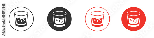 Whiskey Glass icon Logos. Flat Vector Icon Design Template