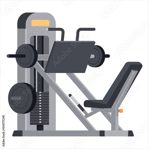 Heavy Duty Leg Press Machine Vector - Gym Equipment for Lower Body Strength Training, Fitness and Workout