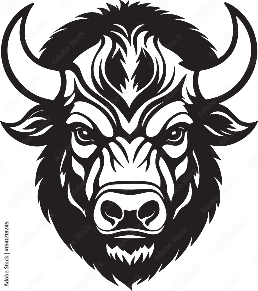 Obraz premium Fantasy Bison with Curved Horns and Fierce Eyes