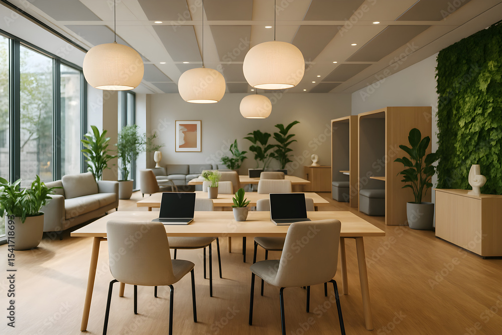 Fototapeta premium Modern Minimalist Office and Co-working Interiors 