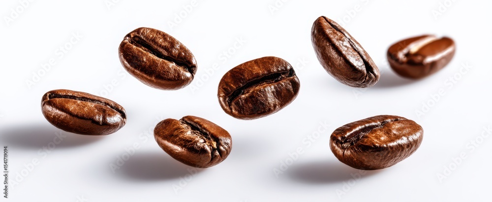 The flying coffee beans creating a dynamic and aromatic coffee experience The flying coffee beans creating a dynamic and aromatic coffee experience