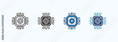 CPU icon set multiple style collection