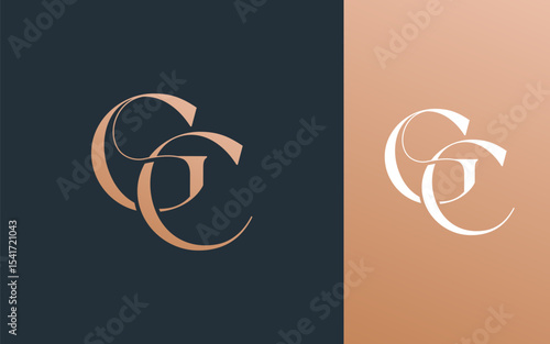 Initial letter GC CG logo design vector illustration for couple, wedding, and business