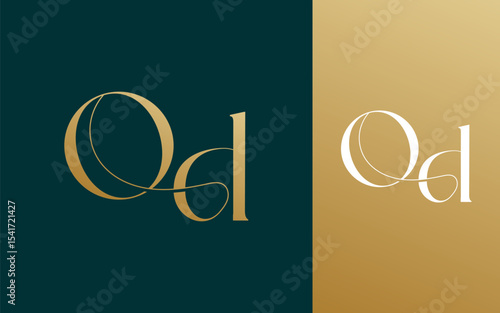 Initial letter OD DO logo design vector illustration for couple, wedding, and business