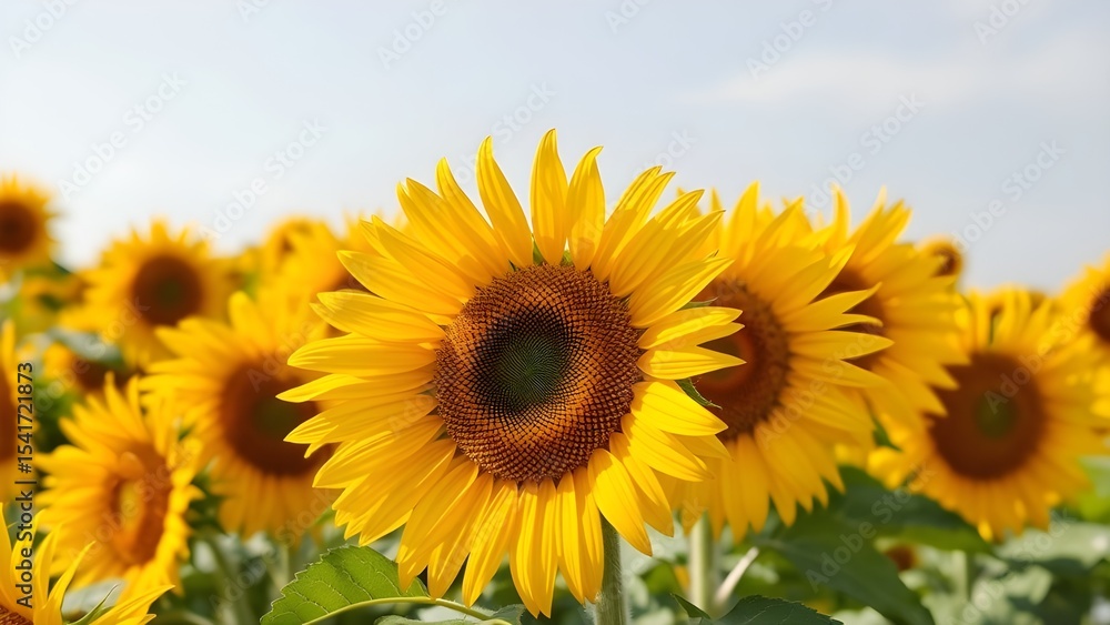 Fototapeta premium field of sunflowers with clear sky