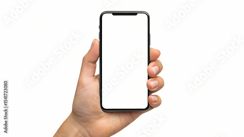 Hand Holding Smartphone with Blank Screen – Isolated Modern Tech Display

