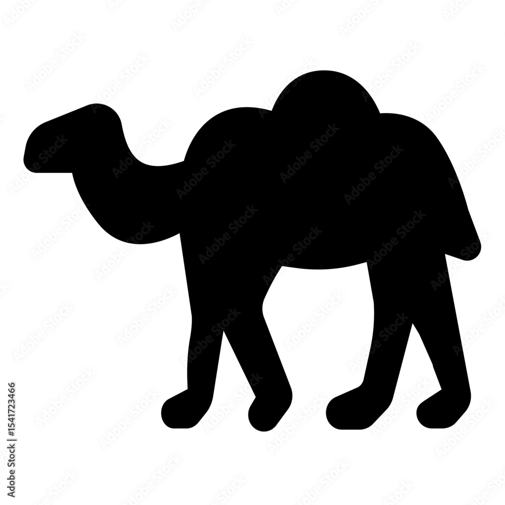 Fototapeta premium Camel animal with one hump solid icon, arabian desert concept. Vector graphics. Desert camel, wild life sign on white background, style mobile or design.
