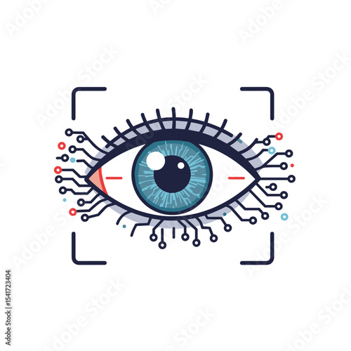 Futuristic digital eye with scanning interface and circuits