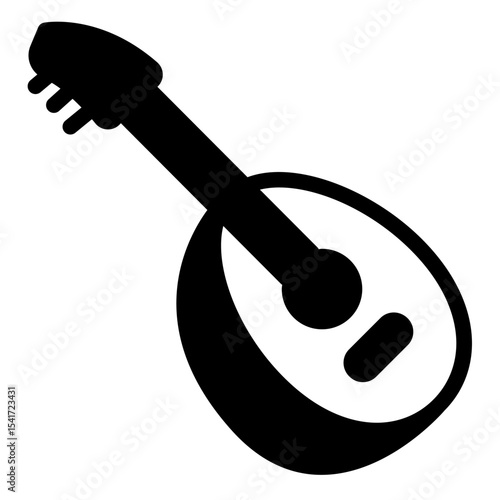 Domra solid icon, arabian culture concept. Vector graphics. String instrument, musical sign on white background, style mobile or design.