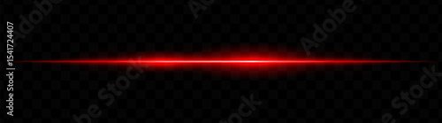 Red horizontal light beam with dual bright glows and soft blur on transparent background. Futuristic energy stripe ideal for sci-fi visuals, HUDs, or glowing tech overlays.