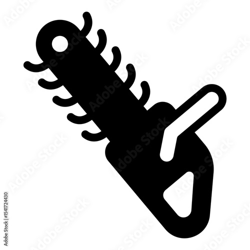 Chainsaw with hand handle solid icon, forest industry concept. Vector graphics. Wood work equipment, wood sawing sign on white background, style mobile or design.