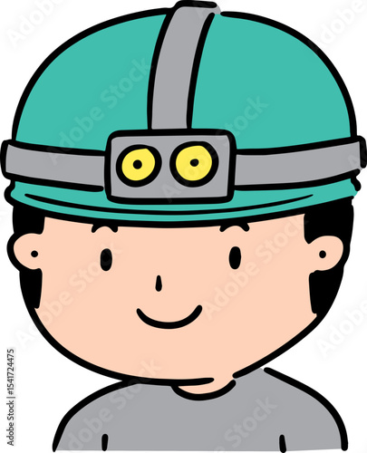 Illustration of man using headlamp
