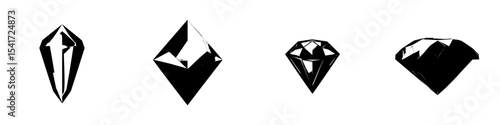 Four distinct black icons representing various diamond shapes, showcasing elegance and simplicity in design