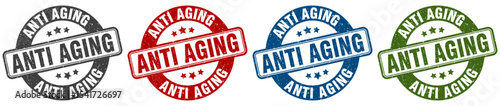 anti aging stamp. anti aging round stamp set isolated on white background