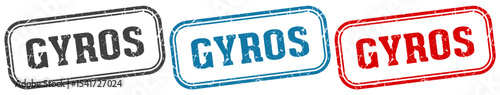 gyros stamp. gyros rectangular stamp set isolated on white background