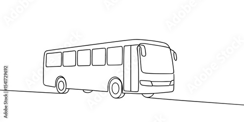 Continuous line art or One Line drawing bus for vector illustration, public transportation. bus traveling concept. graphic design modern continuous line drawing