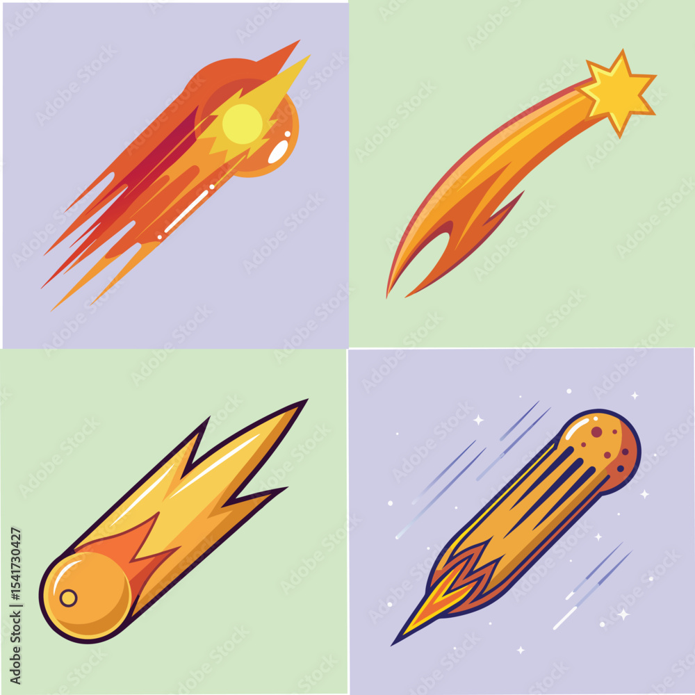 Naklejka premium Comet Flat Illustration in Simple Minimalist Style
