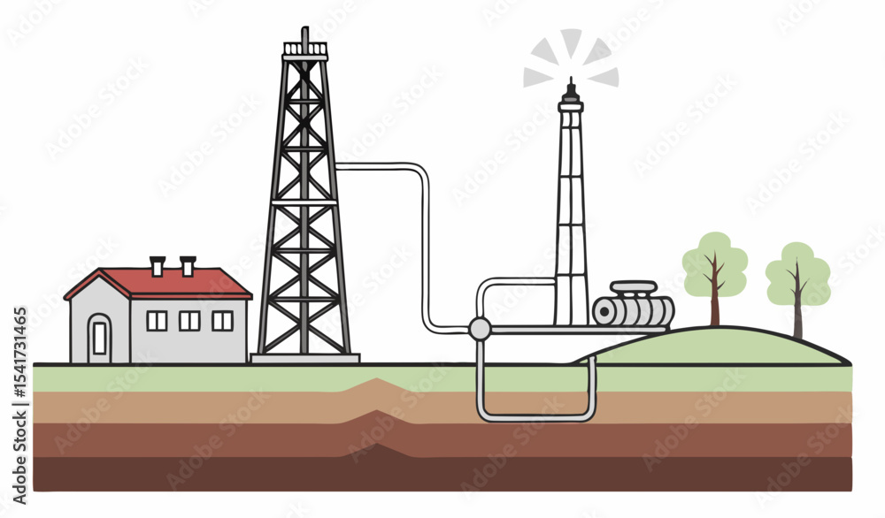 Naklejka premium geothermal water renewable energy Flat vector illustration isolated on white background 