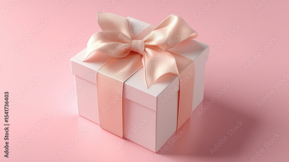 Elegant Pink Gift Box with Peach Ribbon Bow Perfect for Celebrations and Special Occasions Elegant Pink Gift Box with Peach Ribbon Bow Perfect for Celebrations and Special Occasions