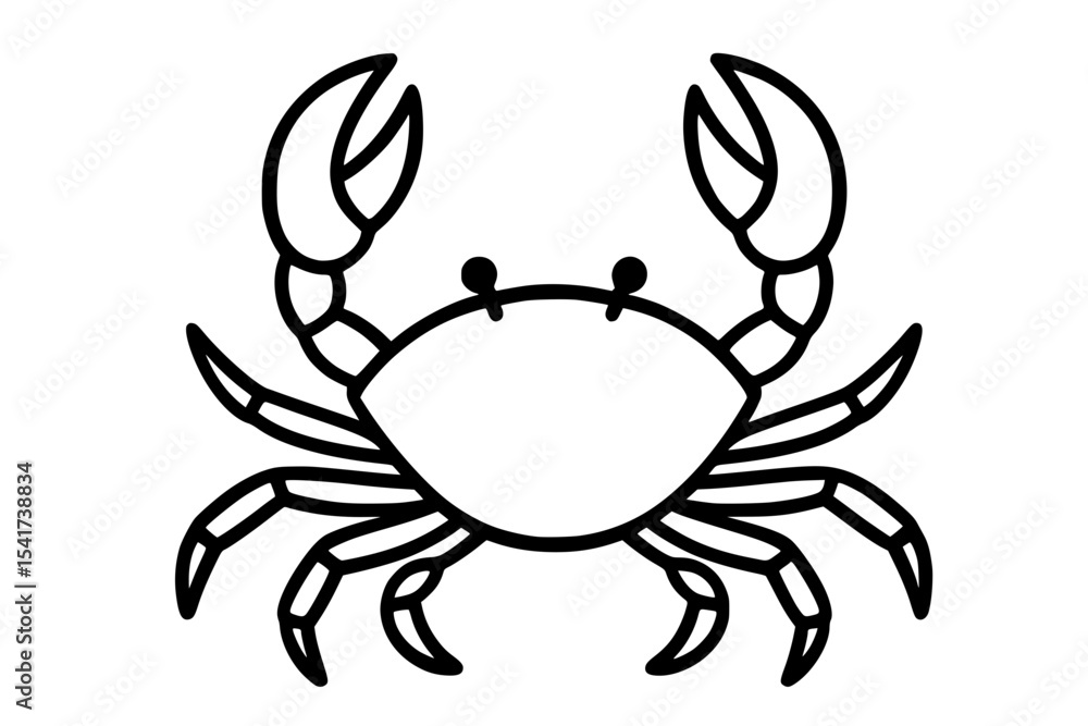 Obraz premium Crab Vector Drawing with Raised Claws