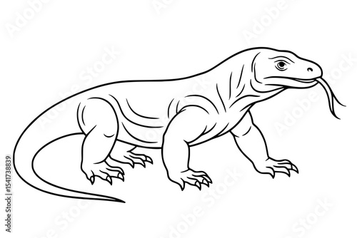 Komodo Dragon Sketch Vector Illustration