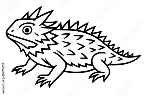 Horned Lizard Outline Vector Illustration