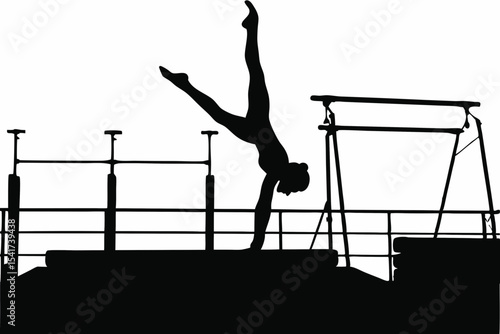 Female Gymnast Performing Split