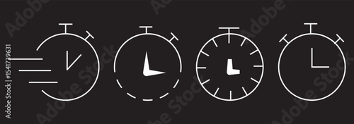 Clock and time icon set. clockwise, time passing, stopwatch and timer icons, history, watch later sign with editable strokes. Time Management Made Easy A Comprehensive Timer Icon. Timers line icon set
