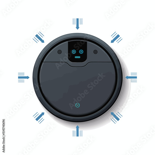 Dark Gray Circular Robot Vacuum Cleaner Top View Sensors