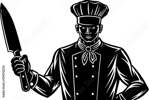 Master Chef Silhouette Culinary Arts, Cooking, Restaurant, Kitchen, Food Illustration