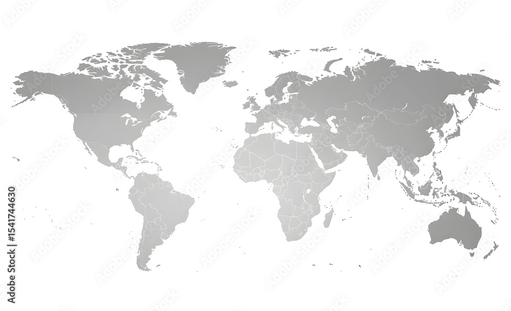 Fototapeta premium World map on white background. World map template with continents, North and South America, Europe and Asia, Africa and Australia