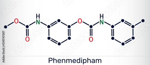 Phenmedipham molecule. Carbamate herbicide used for selective weed control in agriculture