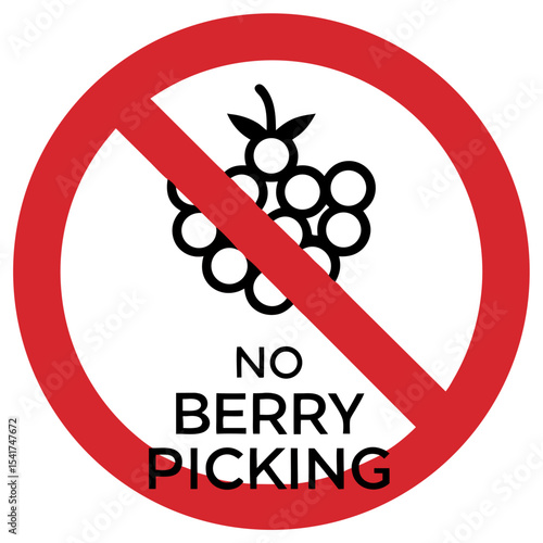 No Berry Picking sign with prohibition symbol and graphic design