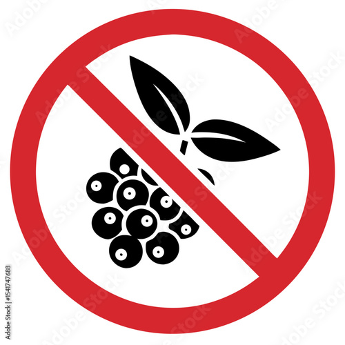 No Berry Picking sign with berry cluster and leaves in prohibition symbol