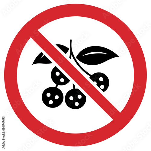 No Berry Picking sign with berry cluster and leaves in prohibition symbol