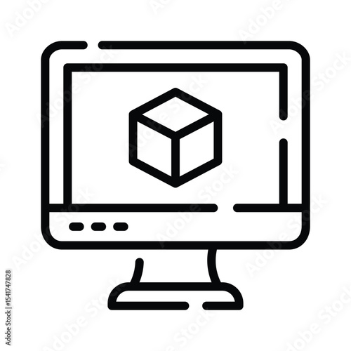 Premium linear icon showing digital modelling process
