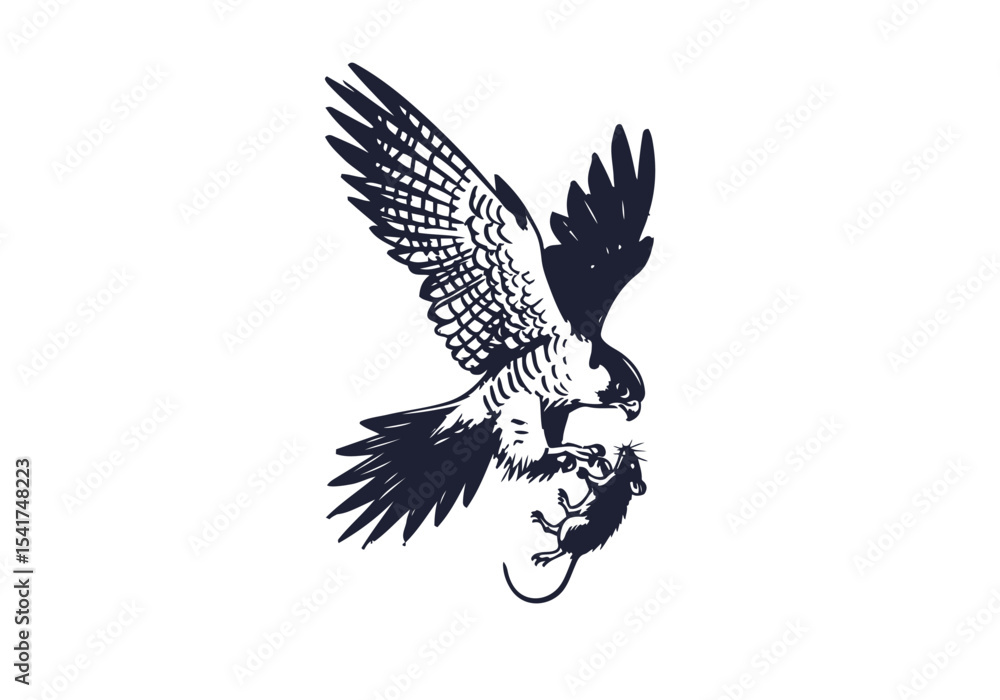 Fototapeta premium Peregrine Falcon hand drawn sketch vector illustration