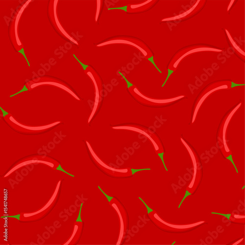 Seamless pattern with red chili peppers. Spicy food. Red hot chili peppers