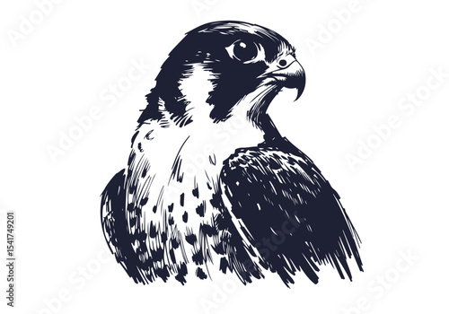 Peregrine Falcon hand drawn sketch vector illustration