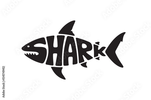 Black Grunge Shark Typography Logo Vector