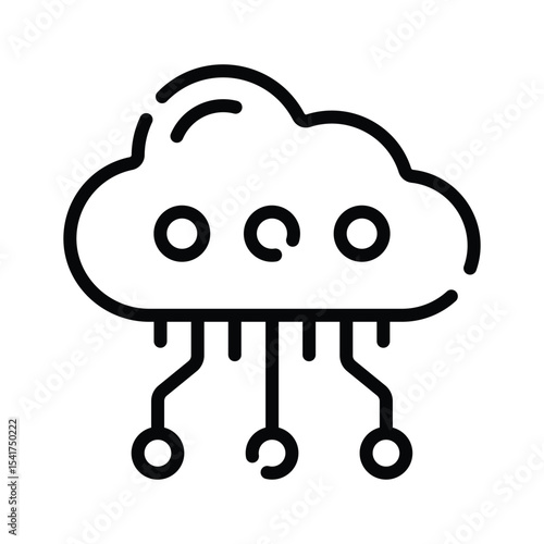 Visually appealing linear icon of digital cloud storage