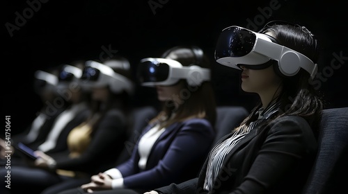 Group of People Enjoying Virtual Reality Experience in Dark Room