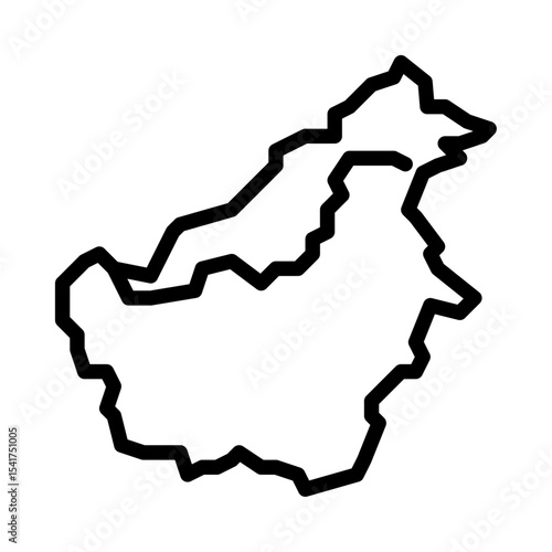 Borneo Island outline icon. kalimantan black line illustration.
